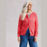 White Stuff Lulu Crew Neck Long Sleeve Cardigan In Bright Pink