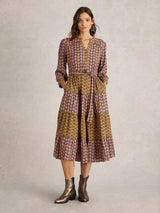 White Stuff Mabel Mixed Print Dress in Black