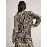 White Stuff Mabel Mixed Print Notch Neck Top In Black