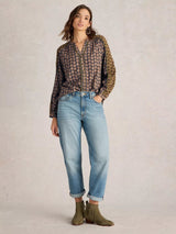 White Stuff Mabel Mixed Print Top in Black/Multi