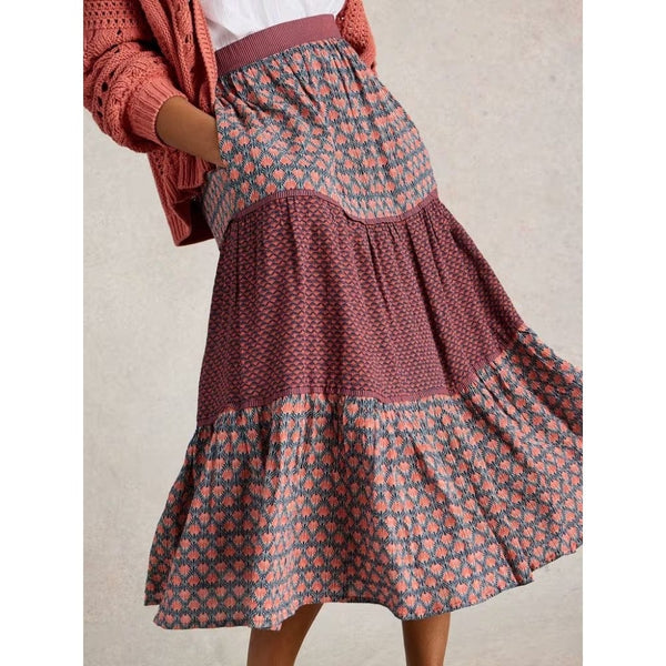 White Stuff Mabel Mixed Printed Skirt In Navy Multi
