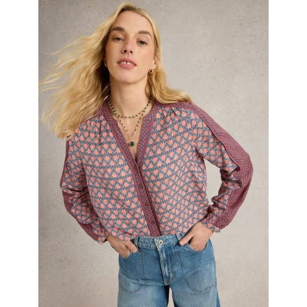White Stuff Mabel Mixed Printed Top In Multi