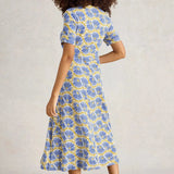 White Stuff Megan Midi Dress Jersey in Blue Print