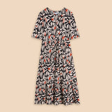 White Stuff Naya Jersey Dress in Black Multi
