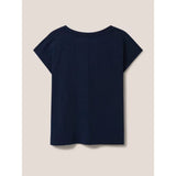 White Stuff Nelly Notch Neck Tee In Dark Navy