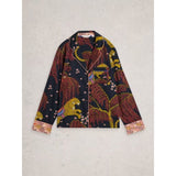 White Stuff Nina Organic PJ Long Sleeve Shirt In Black Multi