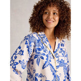 White Stuff Nina Organic PJ Long Sleeve Shirt In Blue