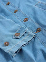 White Stuff Oakleigh Denim Collared Coat in Mid Denim