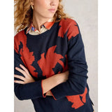 White Stuff Olive Floral Crew Neck Jumper In Navy Orange