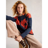 White Stuff Olive Floral Crew Neck Jumper In Navy Orange
