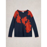 White Stuff Olive Floral Crew Neck Jumper In Navy Orange