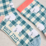 White Stuff Patterned Fluffy Ankle Sock In Blue