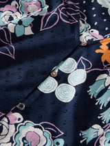 White Stuff Rae Organic Cotton Print Top in Navy