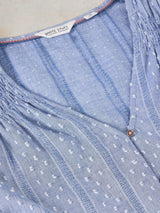 White Stuff Rae Organic Cotton Top in Chambray Blue