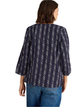 White Stuff Rae Organic Cotton Top in Navy Multi