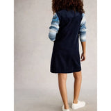 White Stuff Rose Cord Pinafore In Navy