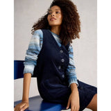 White Stuff Rose Cord Pinafore In Navy