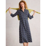 White Stuff Rua Jersey Collared Shirt Dress In Navy