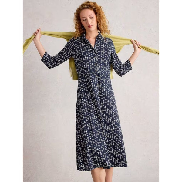 White Stuff Rua Jersey Collared Shirt Dress In Navy