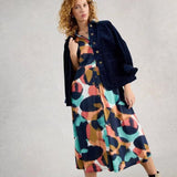 White Stuff Rua Jersey Collared Shirt Dress Midi In Navy