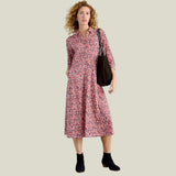 White Stuff Rua Jersey Collared Shirt Dress Midi in Pink Multi