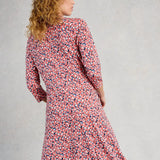 White Stuff Rua Jersey Collared Shirt Dress Midi in Pink Multi
