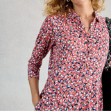 White Stuff Rua Jersey Collared Shirt Dress Midi in Pink Multi