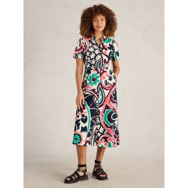 White Stuff Rua Jersey Shirt Dress Midi In Multi