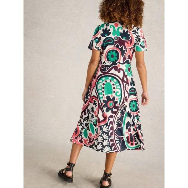 White Stuff Rua Jersey Shirt Dress Midi In Multi