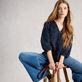 White Stuff Ruby Cotton Organic Top In Navy