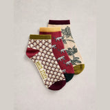 White Stuff Safari Print Trainer Socks, 3pk