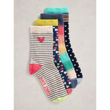 White Stuff Set of 4  Heart Stripe Ankle Socks
