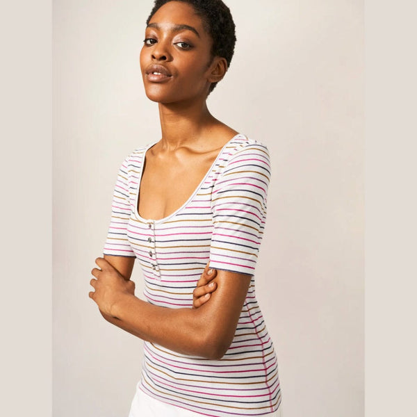 White Stuff Sherbet Tee Stripe White