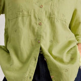 White Stuff Sophie Collared Organic Cotton Long Sleeve Shirt In Green