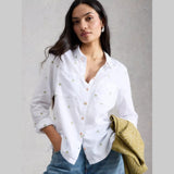 White Stuff Sophie Collared Organic Cotton Long Sleeve Shirt In White
