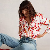 White Stuff Sophie Long Sleeve Organic Cotton Shirt In Ivory Print