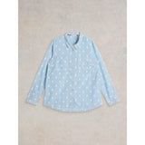 White Stuff Sophie Organic Cotton Long Sleeve Shirt In Blue