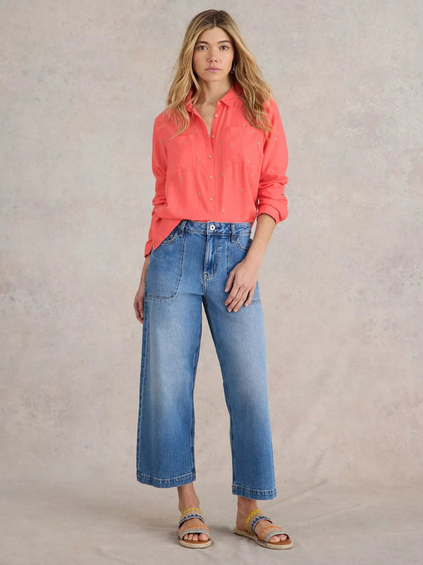 White Stuff Sophie Organic Cotton Shirt in Bright Pink