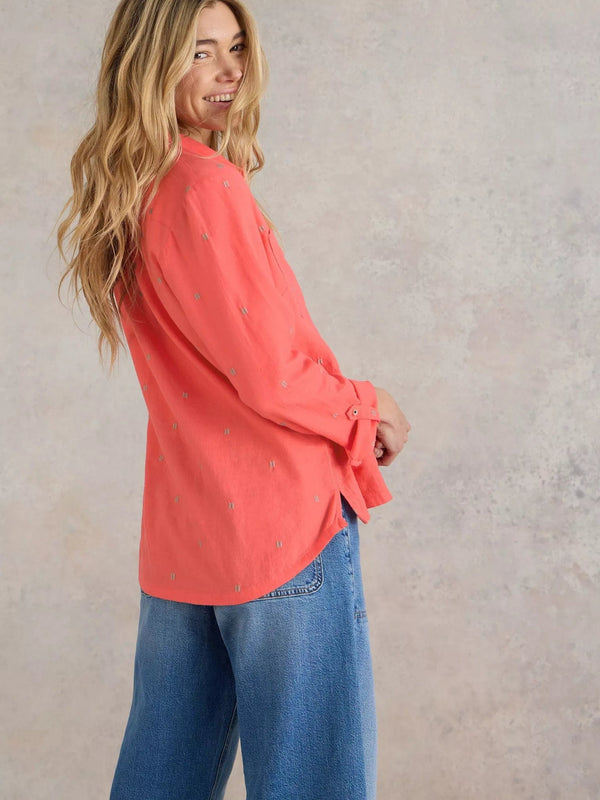 White Stuff Sophie Organic Cotton Shirt in Bright Pink