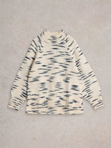 White Stuff Spacedye High Neck Knit Jumper in Natural/Multi