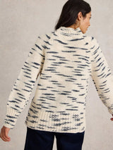 White Stuff Spacedye High Neck Knit Jumper in Natural/Multi