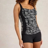 White Stuff Splash Tankini Top in Black Multi