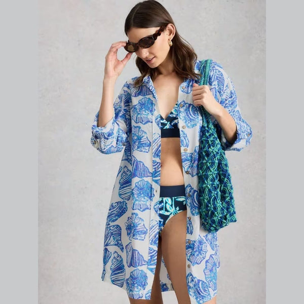 White Stuff Suzie Beach Shirt Dress In Blue