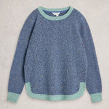 White Stuff Talia Crew Neck Nep Jumper In Mid Blue