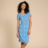 White Stuff Tallie Eco Vero Jersey Dress in Teal Print