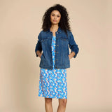 White Stuff Tallie Eco Vero Jersey Dress in Teal Print