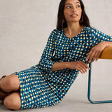 White Stuff Tallie Jersey Printed Dress In Navy Print