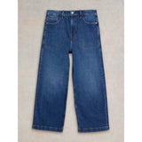 White Stuff Tia Cropped Wide Leg Jean In Dark Denim