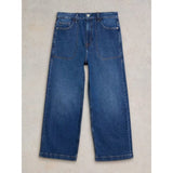 White Stuff Tia Cropped Wide Leg Jean In Dark Denim