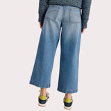 White Stuff Tia Cropped Wide Leg Jean In Mid Denim